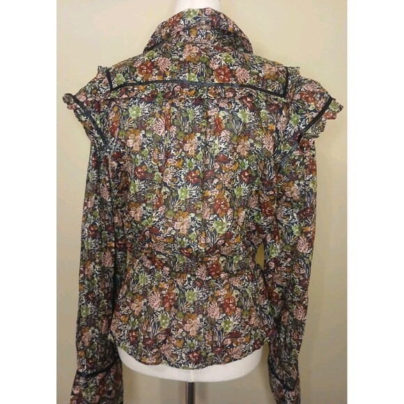 Free People Blouse Sz L Floral Multicolor Long Sleeve Peplum NWT - Picture 4 of 16